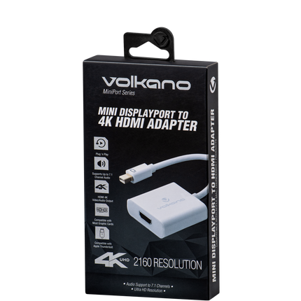 Volkano MiniPort series Mini DisplayPort to 4K HDMI converter 10cm -  White