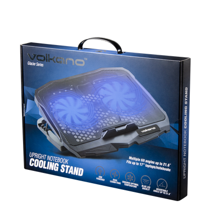 Volkano Glacier series upright notebook cooling stand with dual fans