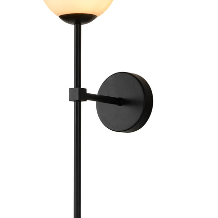 Modern Black Globe Wall Sconce with Glass Shade