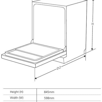 Free Standing Dishwasher | 2100W | E class energy label | Water consumption 11 L