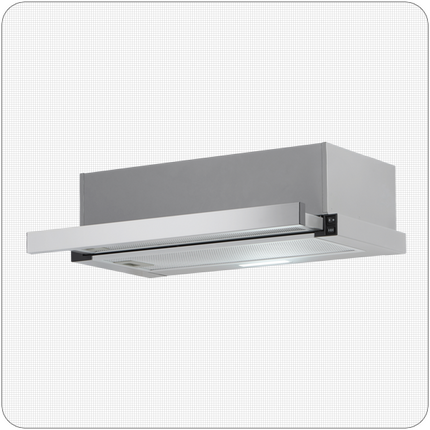 PKM Under-Counter Extractor Hood | Flat Screen Hood 60 cm | silver | Grease Filter Efficiency Class E | Dishwasher Safe Grease Filter