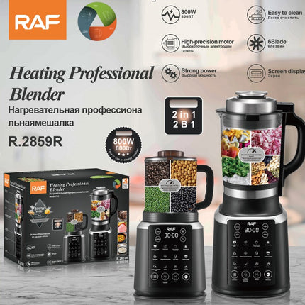 RAF Heating Professional Blender | 800W | High-Precision Motor | 6 Blades | Strong Power | Screen Display | Easy to Clean