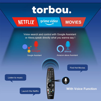 Torbou Magic Remote Control with Voice and Pointer Function Universal Torbou and LG Remote for LG UHD OLED QNED NanoCell 4K 8K Models Netflix and Prime Video Hot Keys,Google/Alexa