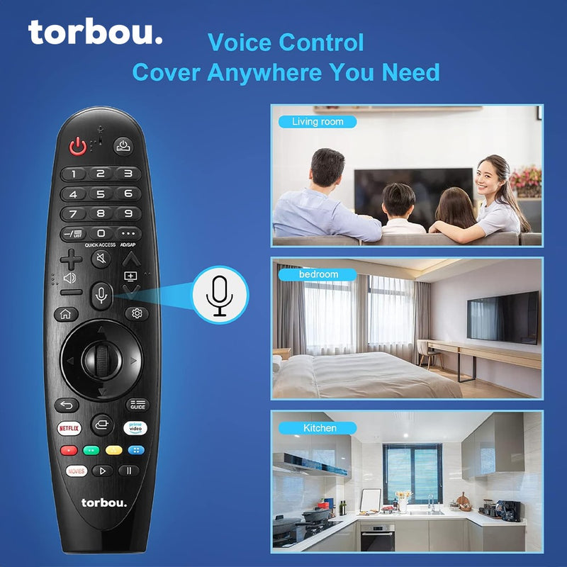 Torbou Magic Remote Control with Voice and Pointer Function Universal Torbou and LG Remote for LG UHD OLED QNED NanoCell 4K 8K Models Netflix and Prime Video Hot Keys,Google/Alexa
