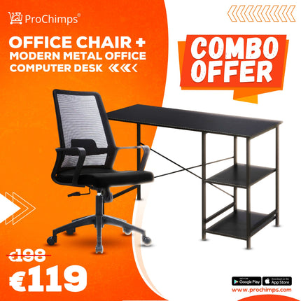 Ultimate Office Combo - Ergonomic Chair with Adjustable Desk and Storage