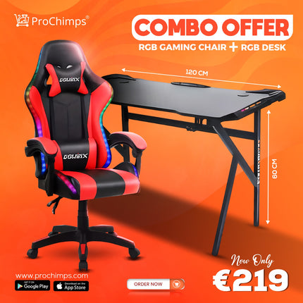 Combo of Dowinx RGB Gaming Chair with RGB Desk