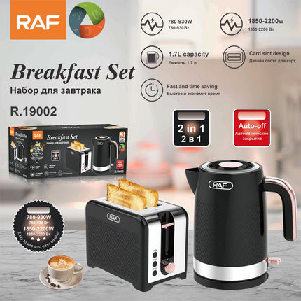 RAF Breakfast Set – 2 in 1 (Kettle + Toaster) Fast and time saving 1.7L capacity. Card Slot Design