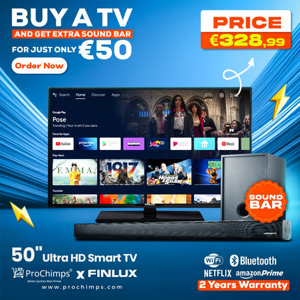 Finlux 50" Ultra HD Smart TV | Android | HDR10 | Bluetooth
