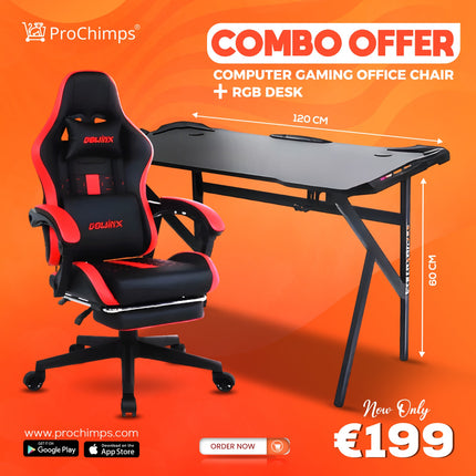 Combo of Dowinx Gaming Chairwith RGB Desk