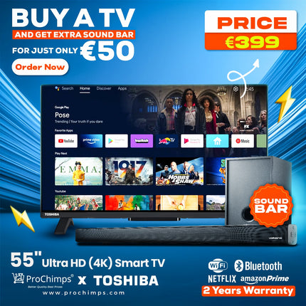 Toshiba 55" Ultra HD (4K) Smart TV | Android | HDR | Bluetooth