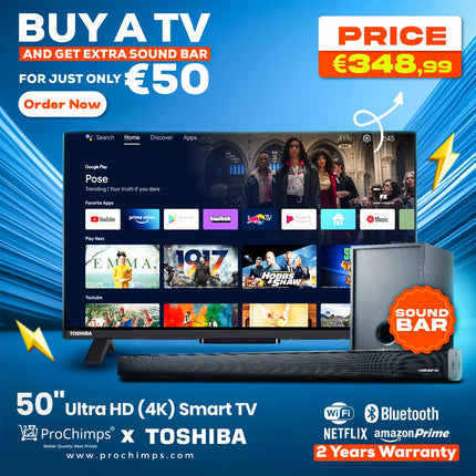 Toshiba 50" Ultra HD (4K) Smart TV | Android | HDR | Bluetooth