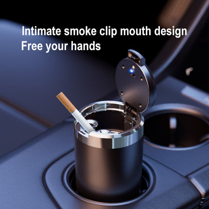 Prochimps Car Ashtray - Placed in the car cup holder, LED night light, manual open lid, cigarette extinguishing area and smoke clip design, washable, large capacity, good sealing