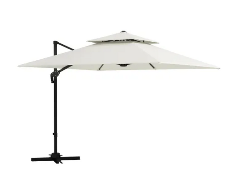 Large 3-Meter Diameter White Outdoor Umbrella for Sun Shade Protection - Perfect for Patios, Gardens, and Beach Use