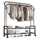 Double Layer Clothes Rack with Wheel