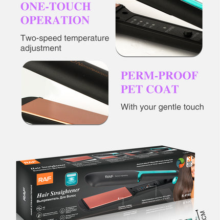 RAF Hair Straightener - Professional 45W Electric Hair Straightening Iron with PTC Plates, and Temperature Display