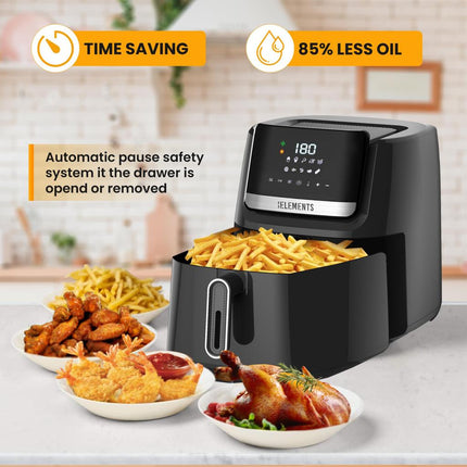 KB Elements 6.5-Liter High-Power Digital Touch Screen Air Fryer - 1600W, Adjustable Temperature (80°C - 200°C), Auto Shut Off, Overheat Protection