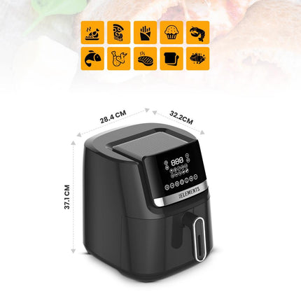 KB Elements 6.5-Liter High-Power Digital Touch Screen Air Fryer - 1600W, Adjustable Temperature (80°C - 200°C), Auto Shut Off, Overheat Protection