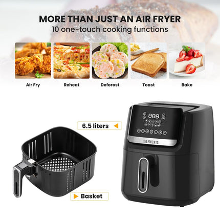 KB Elements 6.5-Liter High-Power Digital Touch Screen Air Fryer - 1600W, Adjustable Temperature (80°C - 200°C), Auto Shut Off, Overheat Protection