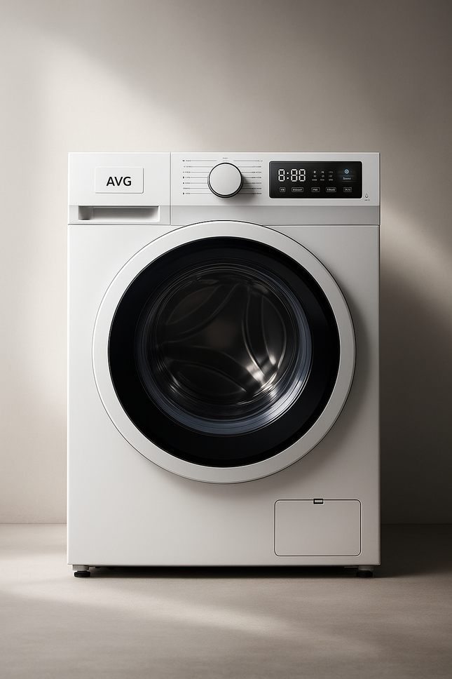 AVG 12kg Washing Machine | 1400rpm Spin Speed, Inverter Motor, B Class Energy Rating, 63kWh, Inox Finish