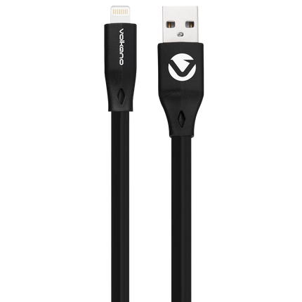 Volkano Slim Series Flat PVC Lightning Cable 1.2m - Black