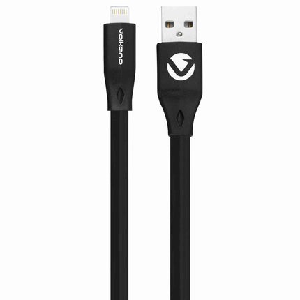 Volkano Slim Series Flat PVC Lightning Cable 1.2m - Black