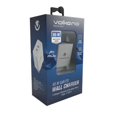 Volkano Potent Duo series 65W GaN Dual PD Compact Wall Charger