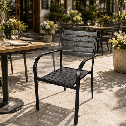 Outdoor Chair – Heavy Duty French Steel Bistro Chair with Armrests