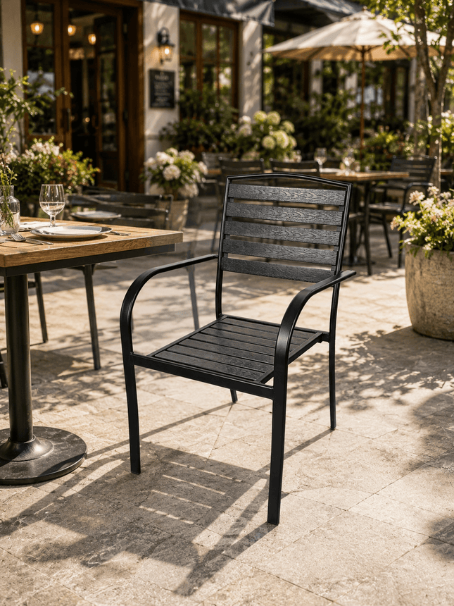 Outdoor Chair – Heavy Duty French Steel Bistro Chair with Armrests
