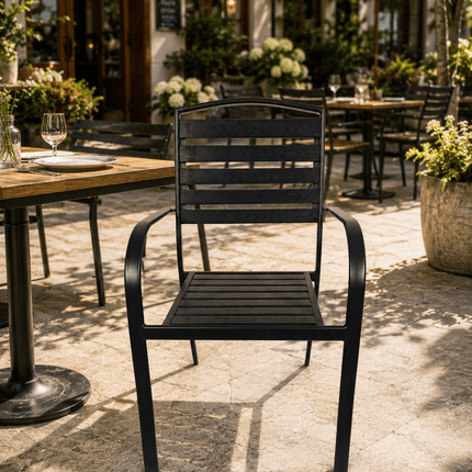 Outdoor Chair – Heavy Duty French Steel Bistro Chair with Armrests