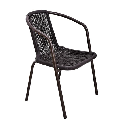 Combo Offer | 2 Black Rattan Outdoor Chair – Patio/Garden Use and ck Round Patio/Garden Table with Black Tempered Glass – 60×60cm