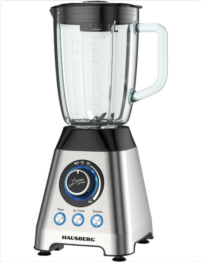 Hausberg Glass Blender | 1.8L, Stepless Control, Ice Crush, Smoothie, Pure Copper Motor | 1200W