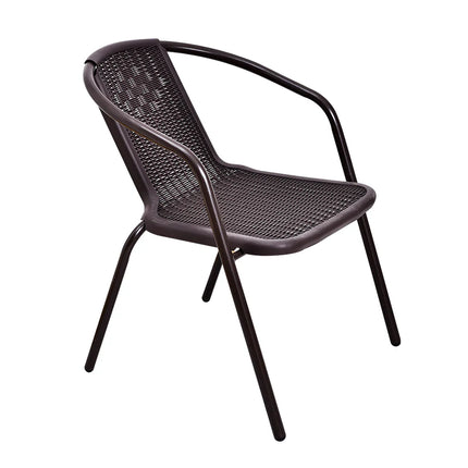 Combo Offer | 2 Black Rattan Outdoor Chair – Patio/Garden Use and ck Round Patio/Garden Table with Black Tempered Glass – 60×60cm