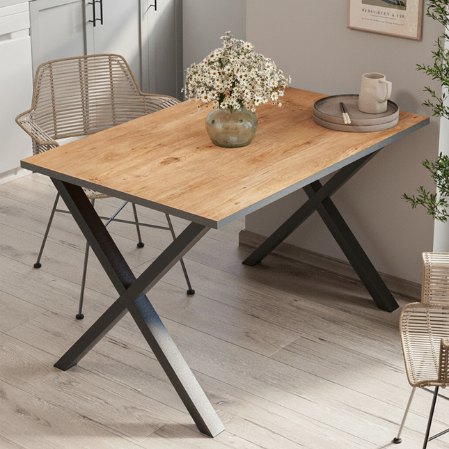 Metal-Leg Dining Table 120×80 cm - Pine