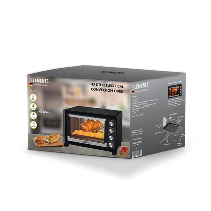 KB Elements 45L Convection Oven + hobs| 1600W | Double Tempered Glass | Rotisserie Function | Adjustable Temperature and Energy-Efficient Cooking