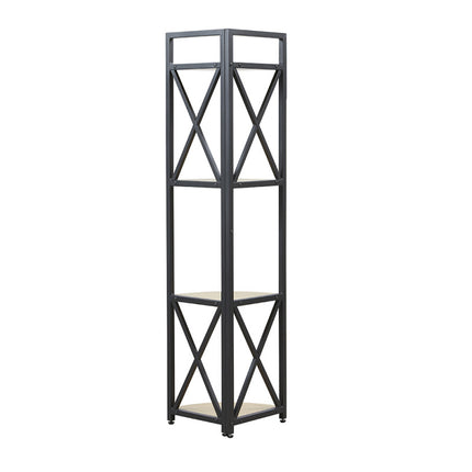 Corner shelf Industrial Style 4-Shelf Unit with Reinforced Steel Frame and Wood Shelves, 137x42x30 cm, Decorative and Functional for Living Room, Entrance, or Office