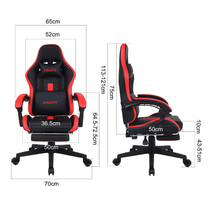 Dowinx Computer Gaming Office Chair | Adjustable Headrest | Massage Function for Waist Cushion | Supports up to 150KGS | PVC leather | steel frame