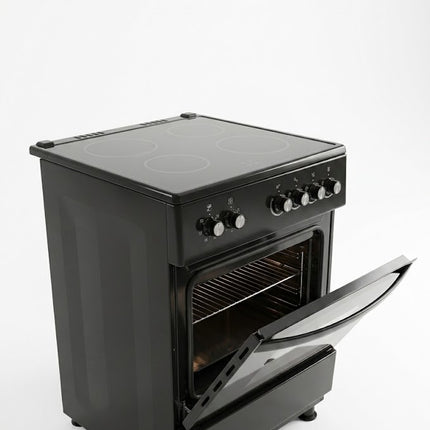 Fiesta Freestanding Electric Oven with 4 Zone Ceramic Hob 60cm Black