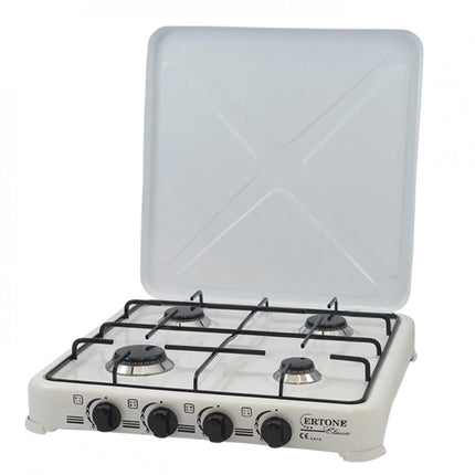 4 Burner Gas Hob 2.2kW - Iron with Enamel Finish & CE Certified Valve
