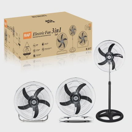 (2 Pieces in a box) RAF 3-in-1 Electric Standing Fan | 18-Inch | low noise | Wind Speed | Easy to install