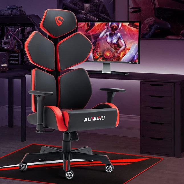 ALINUNU Gaming Chair - Modern Style - Adjustable, Swivel - Leather Furniture Finish - 60 lbs Item Weight, 4 Height Positions