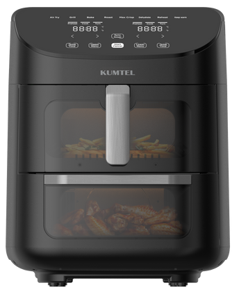 Kumtel Dual Drawers Air Fryer 11L | 1550-1850W, 230°C, 8 Auto Presets