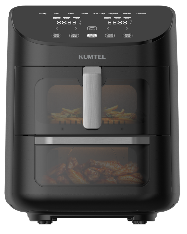 Kumtel Dual Drawers Air Fryer 11L | 1550-1850W, 230°C, 8 Auto Presets