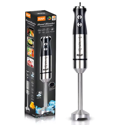 RAF Hand Blender - 1000W Electric Stainless Steel Hand Blender with One-Click Cleaning, 2 Speed Settings, Pure Copper Motor, Multifunctional Features, 4 Blades