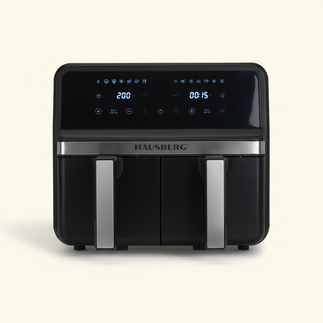 HAUSBERG Double Hot Air Fryer on cream background