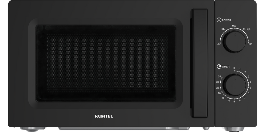 Kumtel Microwave Oven 700W | Defrost, 35-Min Timer, Easy to Clean Gray Cavity, Black Housing