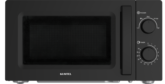 Kumtel Microwave Oven 700W | Defrost, 35-Min Timer, Easy to Clean Gray Cavity, Black Housing