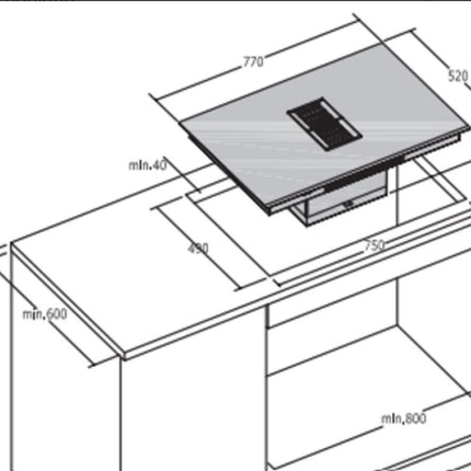 AVG Down Air Induction Hob – 4 Zones with Integrated Hood – Flexi Zone