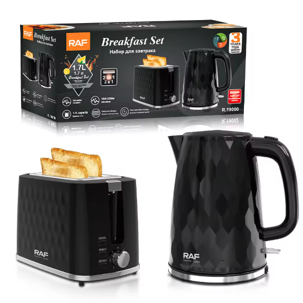 RAF 2-IN-1 Breakfast Set | 2 Slice Toaster and Electric Kettle