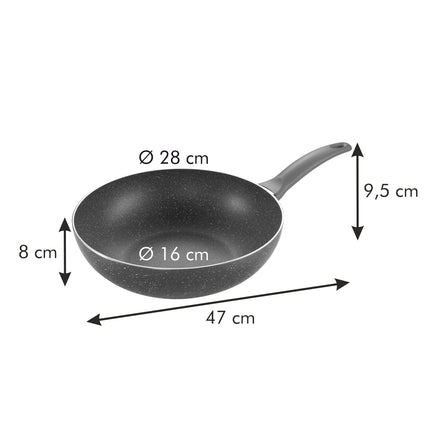 Tescoma Wok MANICO ROSSO ø 28 cm | Non-stick Coating | anti-skid handle | Stainless steel Bottom | Dishwasher Safe |