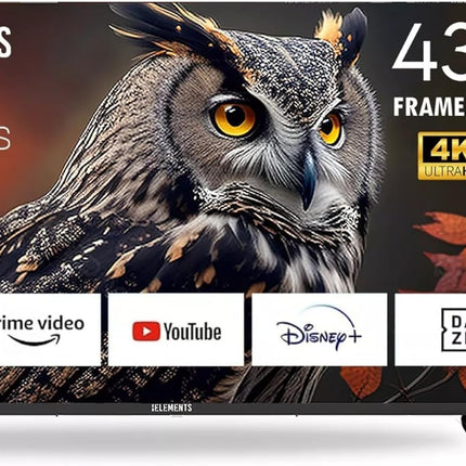 KB ELEMENTS Smart TV with 43 Inch 4K Ultra HD WiFi Bluetooth Magic Remote Control Android OS 1GB RAM, 8GB